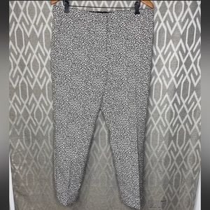 Ann Taylor Leopard Print Pants Cuffed Hem Black & White Four Pocket Size: 12